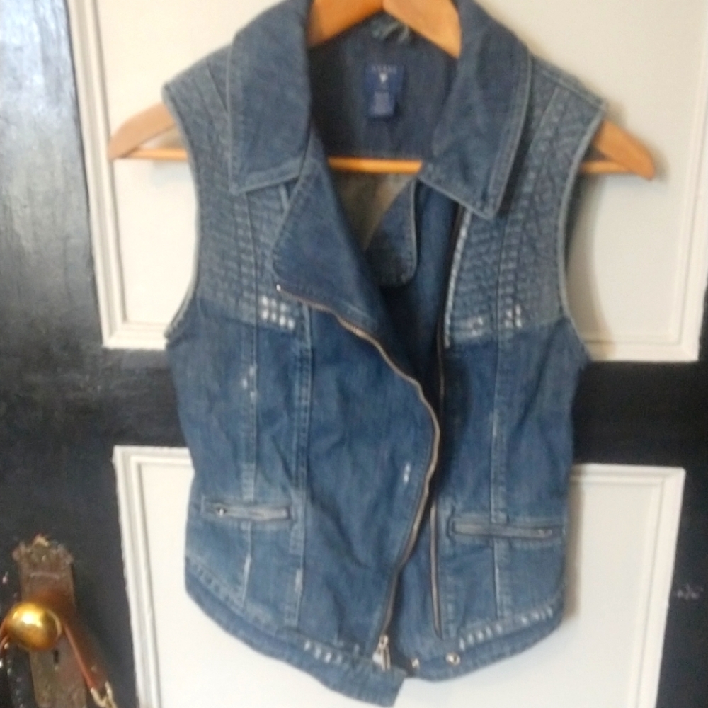 EUC Guess Vintage Moto jean vest XS